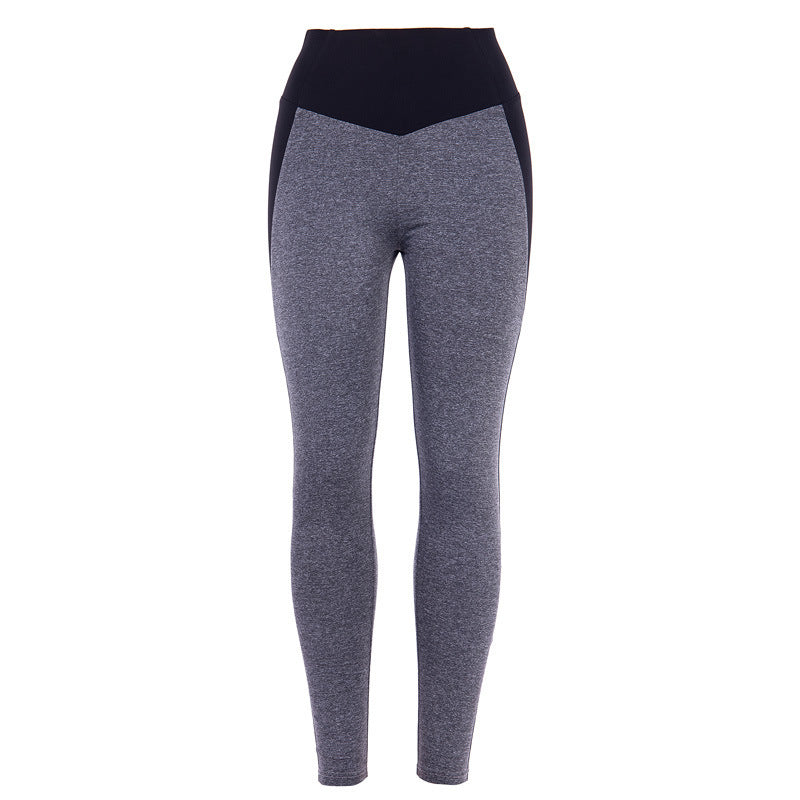 Foreign trade 2018 speed sell through Amazon new female sports black gray stitching slim hips slim yoga leggings