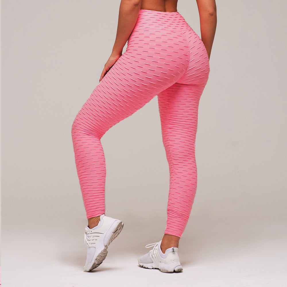 2019 Autumn AliExpress Bonus Explosion Jacquard High-elastic Yoga Pants Sports Tight Leggings Women