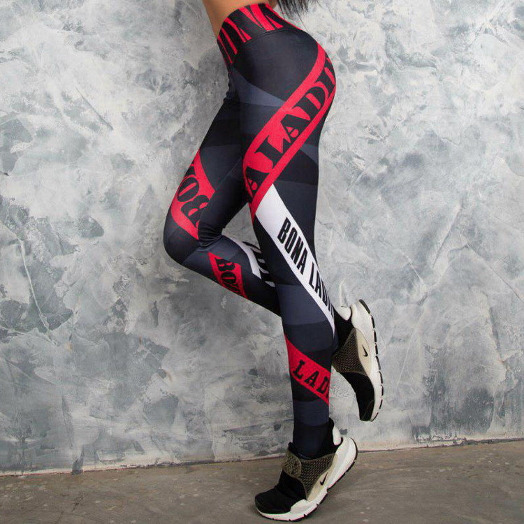 Lettering Fashion Factory Direct Printing Quick-Drying Sports Tights Yoga Pants