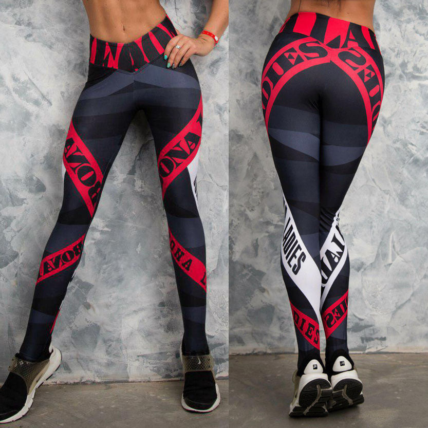 Lettering Fashion Factory Direct Printing Quick-Drying Sports Tights Yoga Pants